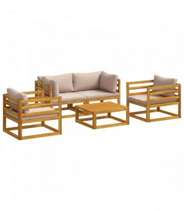 vidaXL 5 Piece Garden Lounge Set Modular Natural Solid Acacia Wood
