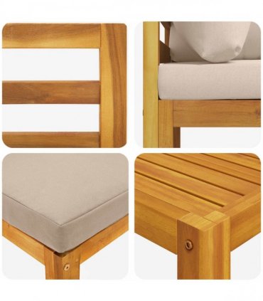 vidaXL 5 Piece Garden Lounge Set Modular Natural Solid Acacia Wood