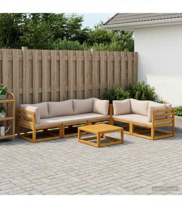 vidaXL Sofa Set 6 pcs Natural Solid Acacia Wood