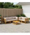 vidaXL Sofa Set 6 pcs Natural Solid Acacia Wood