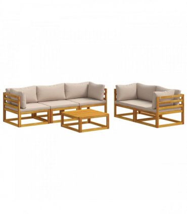 vidaXL Sofa Set 6 pcs Natural Solid Acacia Wood