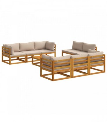 vidaXL 9 Piece Garden Lounge Set Modular Natural Solid Acacia Wood