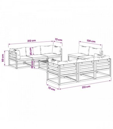 vidaXL 9 Piece Garden Lounge Set Modular Natural Solid Acacia Wood