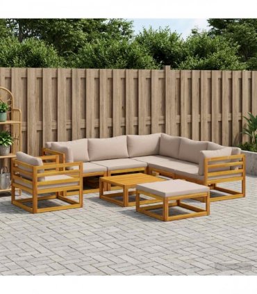 vidaXL Sofa Set 8 pcs Natural Solid Acacia Wood