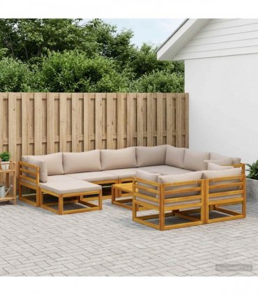 vidaXL Sofa Set 10 pcs Natural Solid Acacia Wood