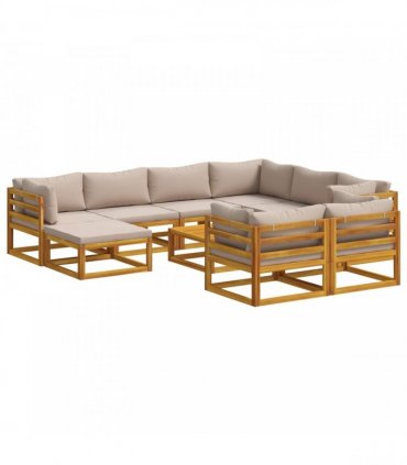vidaXL Sofa Set 10 pcs Natural Solid Acacia Wood