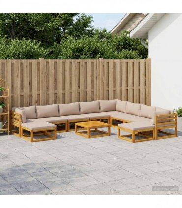 vidaXL Sofa Set 11 pcs Natural Solid Acacia Wood