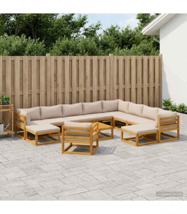 vidaXL Sofa Set 12 pcs Natural Solid Acacia Wood