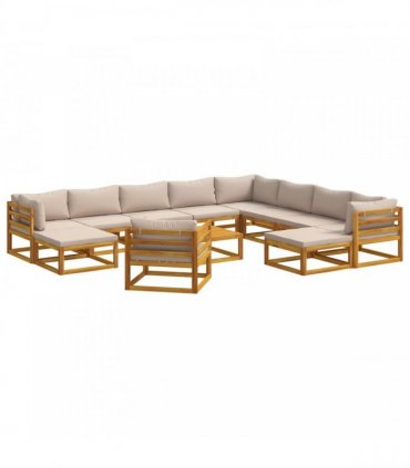 vidaXL Sofa Set 12 pcs Natural Solid Acacia Wood