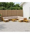 vidaXL Sofa Set 12 pcs Natural Solid Acacia Wood