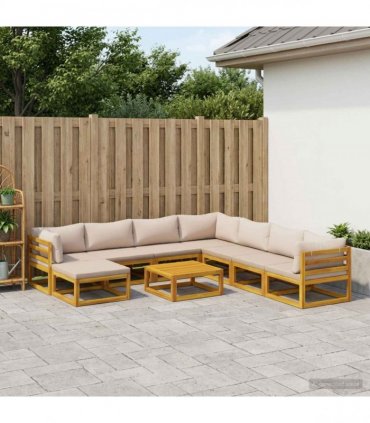 vidaXL Sofa Set 9 pcs Natural Solid Acacia Wood