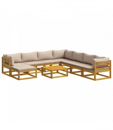vidaXL Sofa Set 9 pcs Natural Solid Acacia Wood