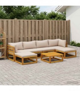 vidaXL Sofa Set 7 pcs Natural Solid Acacia Wood