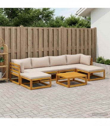 vidaXL Sofa Set 7 pcs Natural Solid Acacia Wood