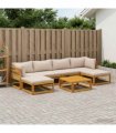 vidaXL Sofa Set 7 pcs Natural Solid Acacia Wood
