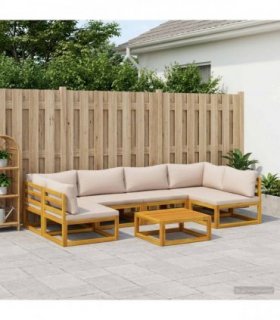 vidaXL Sofa Set 7 pcs Natural Solid Acacia Wood