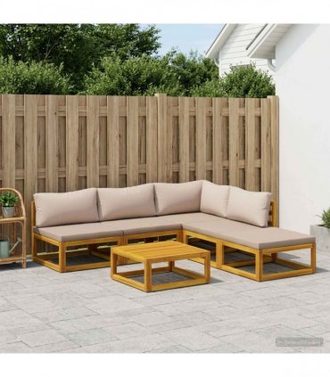 vidaXL Sofa Set 6 pcs Natural Solid Acacia Wood