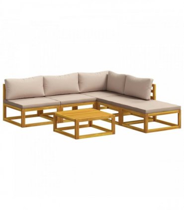 vidaXL Sofa Set 6 pcs Natural Solid Acacia Wood
