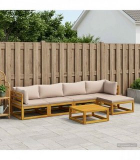 vidaXL Sofa Set 6 pcs Natural Solid Acacia Wood