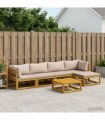 vidaXL Sofa Set 6 pcs Natural Solid Acacia Wood