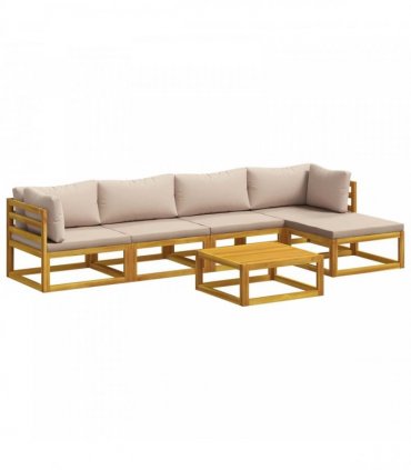 vidaXL Sofa Set 6 pcs Natural Solid Acacia Wood