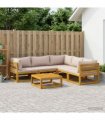 vidaXL Sofa Set 6 pcs Natural Solid Acacia Wood