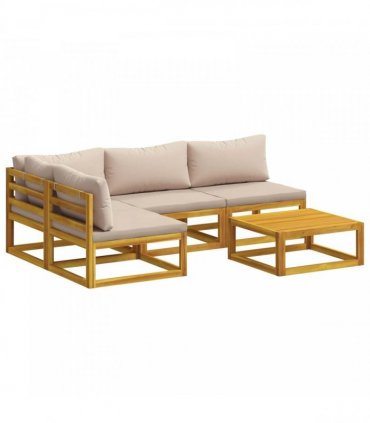 vidaXL Sofa Set 5 pcs Natural Solid Acacia Wood