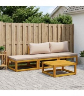 vidaXL Sofa Set 4 pcs Natural Solid Acacia Wood