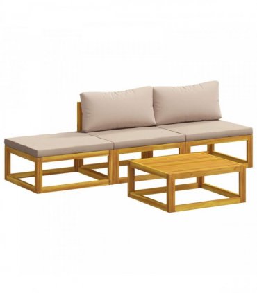 vidaXL Sofa Set 4 pcs Natural Solid Acacia Wood