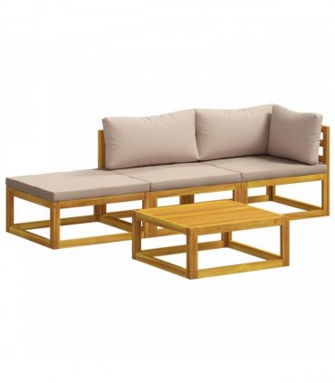 vidaXL Sofa Set 4 pcs Natural Solid Acacia Wood