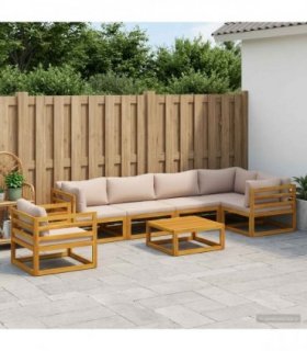 vidaXL Sofa Set 7 pcs Natural Solid Acacia Wood