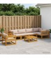 vidaXL Sofa Set 7 pcs Natural Solid Acacia Wood
