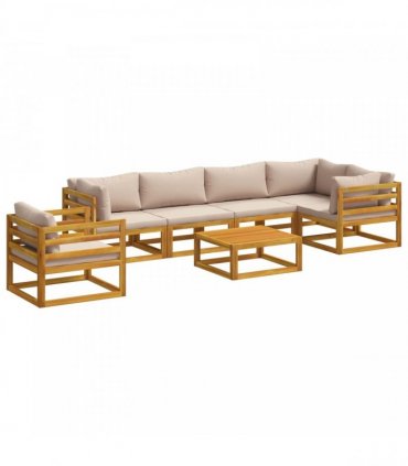 vidaXL Sofa Set 7 pcs Natural Solid Acacia Wood