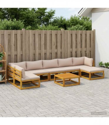 vidaXL Sofa Set 8 pcs Natural Solid Acacia Wood