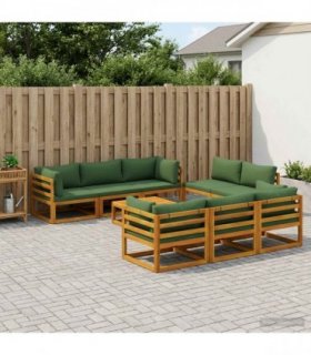 vidaXL 9 Piece Garden Lounge Set Modular Natural Solid Acacia Wood