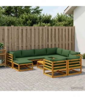 vidaXL Sofa Set 10 pcs Natural Solid Acacia Wood