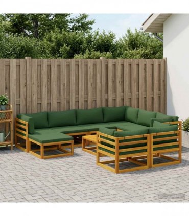 vidaXL Sofa Set 10 pcs Natural Solid Acacia Wood