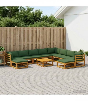 vidaXL Sofa Set 11 pcs Natural Solid Acacia Wood