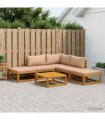 vidaXL Sofa Set 6 pcs Natural Solid Acacia Wood