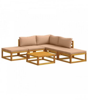 vidaXL Sofa Set 6 pcs Natural Solid Acacia Wood