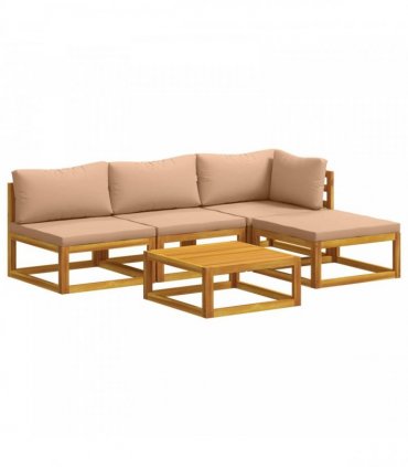 vidaXL Sofa Set 5 pcs Natural Solid Acacia Wood