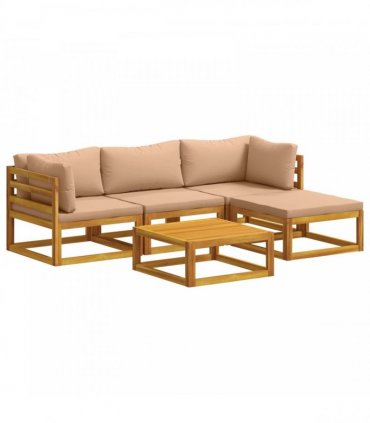 vidaXL Sofa Set 5 pcs Natural Solid Acacia Wood
