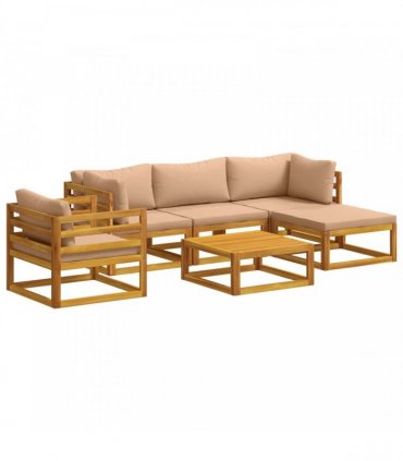 vidaXL Sofa Set 6 pcs Natural Solid Acacia Wood
