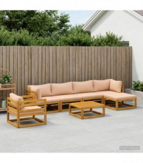 vidaXL Sofa Set 7 pcs Natural Solid Acacia Wood