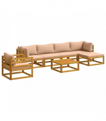vidaXL Sofa Set 7 pcs Natural Solid Acacia Wood