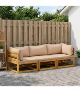 vidaXL Sofa Set 3 pcs Natural Solid Acacia Wood