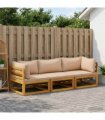 vidaXL Sofa Set 3 pcs Natural Solid Acacia Wood