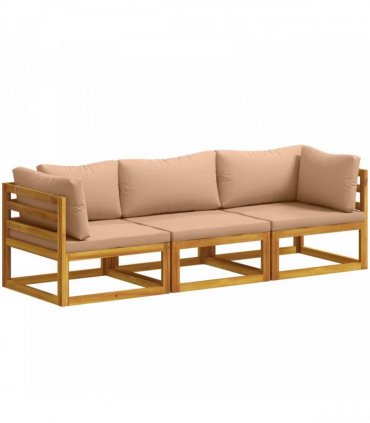 vidaXL Sofa Set 3 pcs Natural Solid Acacia Wood