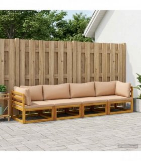 vidaXL Sofa Set 4 pcs Natural Solid Acacia Wood