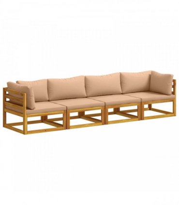 vidaXL Sofa Set 4 pcs Natural Solid Acacia Wood